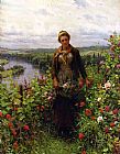 Daniel Ridgway Knight Famous Paintings - A Maid in Her Garden
